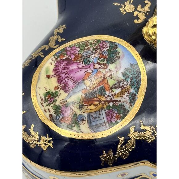 Sevres France Porcelain Hand Painted Vintage Lidded Art Bowl Gold Trim Bird Top - Picture 4 of 16